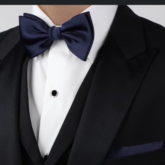 Saddlebred navy satin style bow tie men’s adjustable all sizes new with tags - Picture 1 of 10